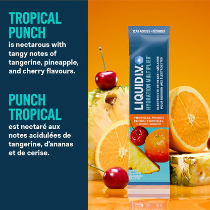 Liquid I.V. Hydration Multiplier Electrolyte Drink Mix - Enhanced Hydration Electrolyte Powder with Vitamins B3, B5, B6, B12 and C -18x On-the-go Sticks for Workout and Travel - Tropical Punch 🍁 All In One Marketplace Canada