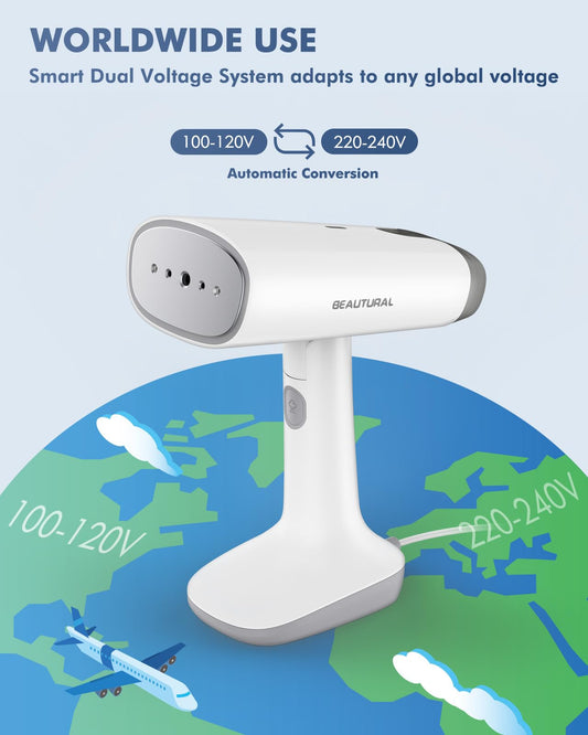 BEAUTURAL Travel Steamer for Clothes with Dual Voltage for Worldwide Use, Foldable Handheld Garment Fabric Wrinkle Remover, Portable Steam Iron, 35 Second Fast Heat-up 🍁 All In One Marketplace Canada