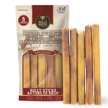 Bully Bunches Premium (6" Standard - 5 Pack) Odour-Free, Consistently Sized Bully Sticks for Small & Medium Dogs & Puppies, Long-Lasting Oral Care Chews, All-Natural Single-Ingredient Beef, No Rawhide 🍁 All In One Marketplace Canada