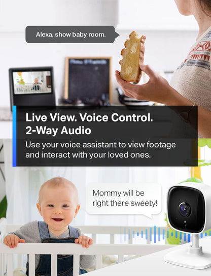 Tapo Smart Home Security WiFi Camera for Baby/Pet, 2.4GHz Wi-Fi Connection Required, 1080p (Full HD), Up to 30 ft Night Vision, Up to 128 GB microSD Card Slot, Works w/Alexa and Google (Tapo C100) 🍁 All In One Marketplace Canada