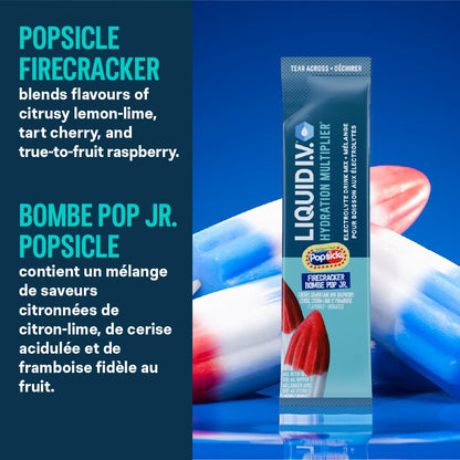 Liquid I.V. Hydration Multiplier Electrolyte Drink Mix - Enhanced Hydration Electrolyte Powder with Vitamins B3, B5, B6, B12 and C -18x On-the-go Sticks for Workout and Travel - Firecracker 🍁 All In One Marketplace Canada