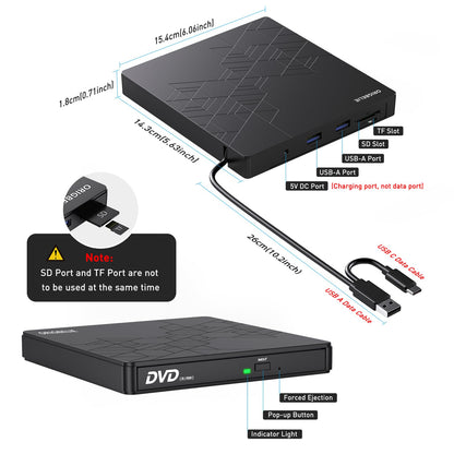 ORIGBELIE External DVD Drive, CD Drive USB 3.0 Typle C CD/DVD ROM +/-RW Adapter with USB Port DVD Burner for Laptop PC Desktop Computer, Optical Disk Drive CD Player Compatible with Mac Windows Linux 🍁 All In One Marketplace Canada