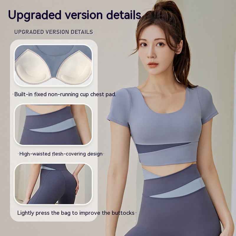 Women’s One-Piece Workout Suit – Chest-Pad Top & Pants Fitness Activewear