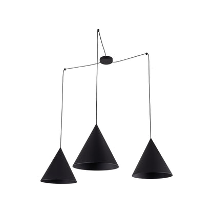 CONO Black Modern Minimalist Suspension Pendant Ceiling Light Fixture for Kitchen Island, Dining Room & Living Room (3-Light) - AURABAGS SHOP
