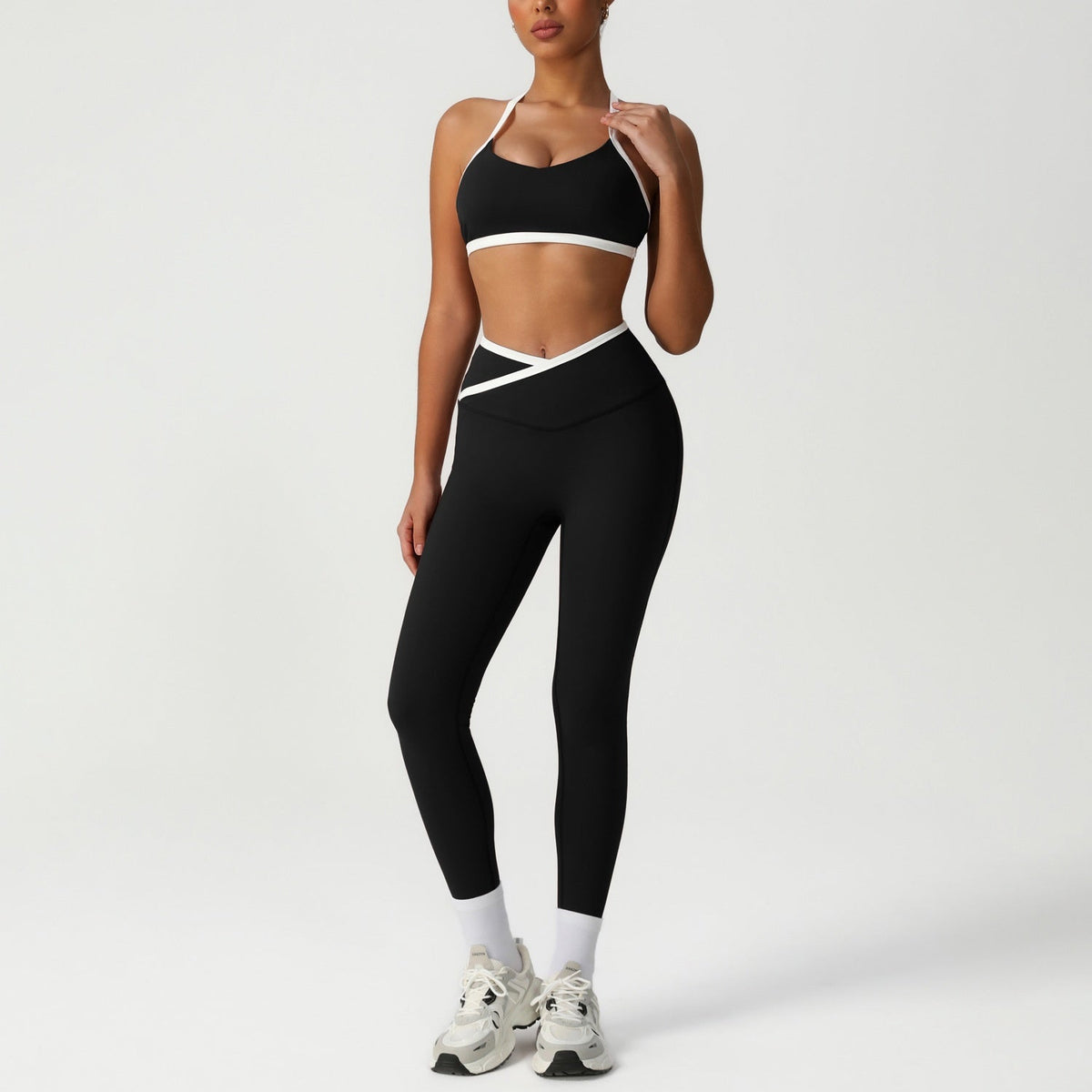 Peach Hip High Waist Tight Yoga Pants Suit – Sculpting Yoga Activewear Set