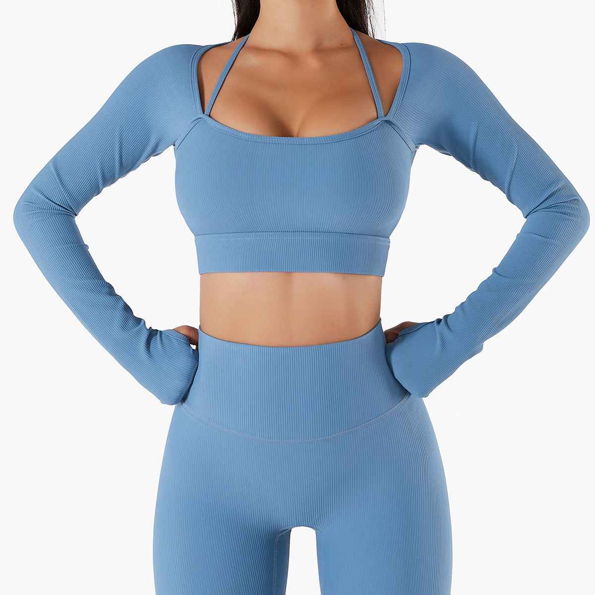 Women’s Quick-Dry Long-Sleeve Sports Top with Chest Pad – Slim-Fit Yoga & Workout Wear