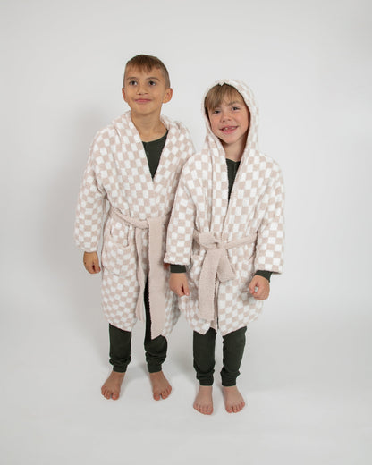 Childrens Check Print Hooded Robe