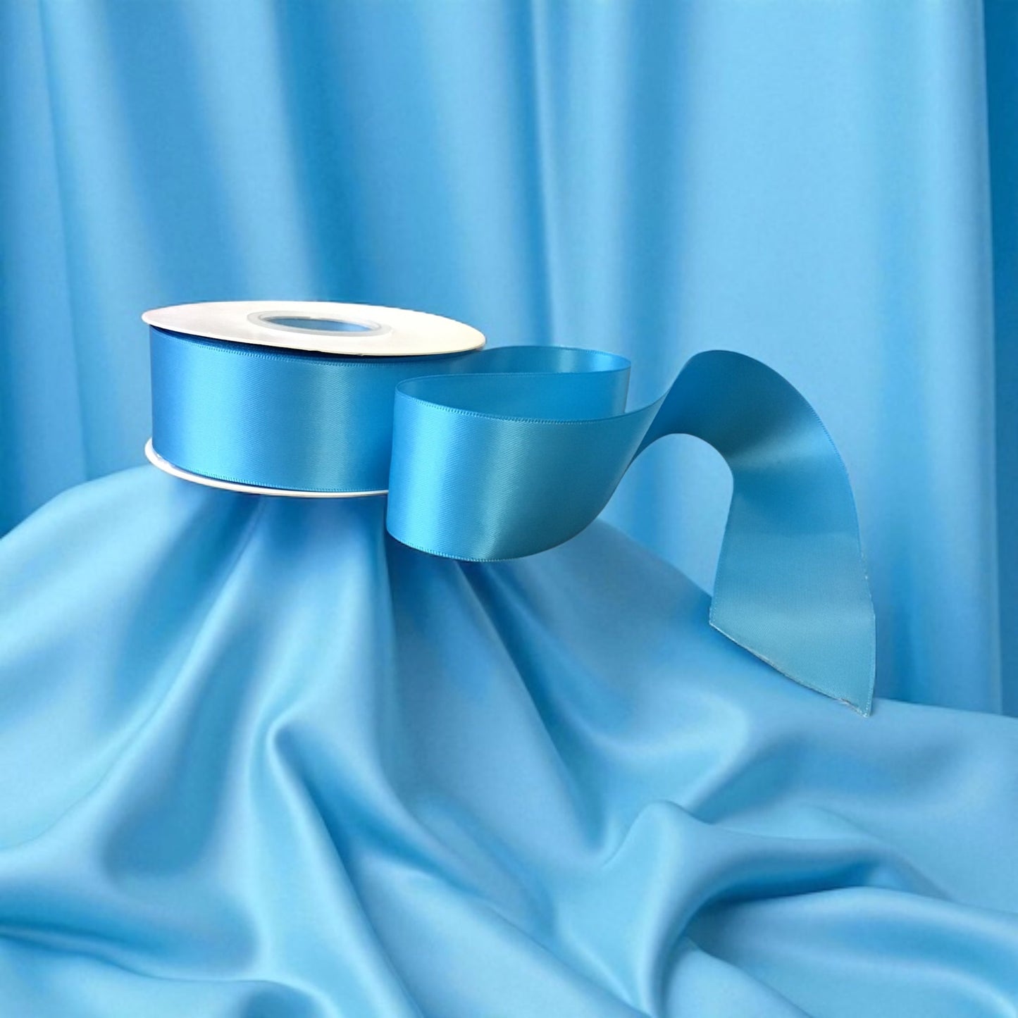 Satin Ribbon Double Face-Light Blue  #340 -3.8 cm Wide