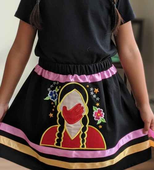 OLDTRIBES™ Infants Embroidered Black Ribbon Skirt