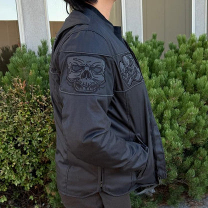 Open Road Men's Reflective Skull Cordura Motorcycle Jacket
