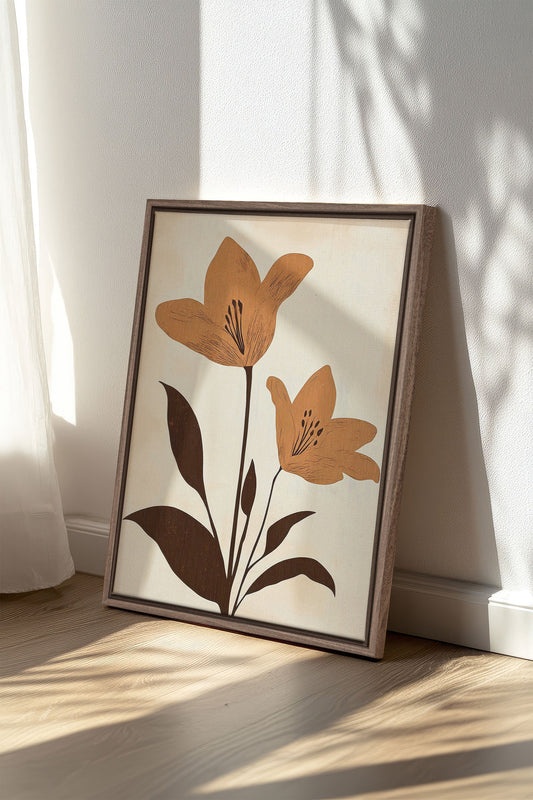 SEPIA FLOWERS, Mischtechnik auf gespannter Leinwand