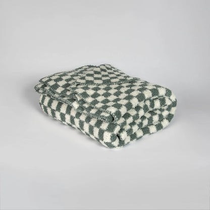 Baby's Breath & Forest Green Check Print Extended Throw