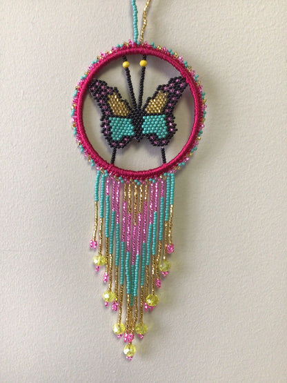 Red and Golden Butterfly Dream Catcher