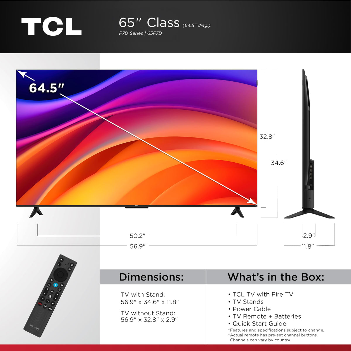 TCL 65" F7D Class 4K UHD HDR QLED Smart TV with Fire TV – 65F7D 🍁 All In One Marketplace Canada