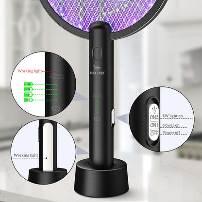 PALONE Bug Zapper Racket, Electric Bug Zapper, 4000V Electric Swatter 3 Layers Lamp, Indoor Zapper Without Waving Hands for Kitchen, Home, Garden and Outdoors(Black) 🍁 All In One Marketplace Canada