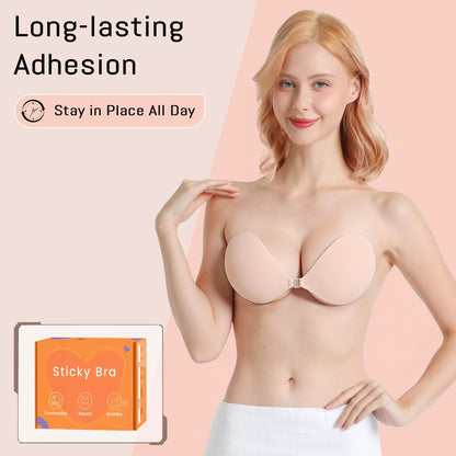 GKHWON Adhesive Bra Strapless Backless Invisible Push Up Sticky Bra with Silicone Nipple Covers Reusable Beige B 🍁 All In One Marketplace Canada