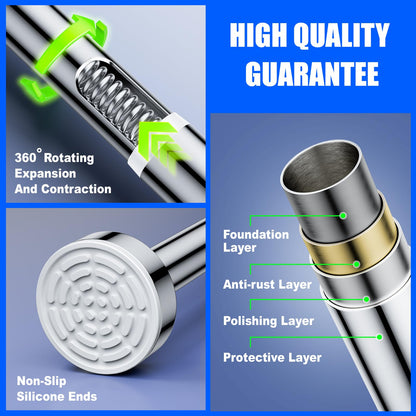 Ausemku Shower Curtain Rod Tension - 32-80 Inch Never Rust Non-Slip Spring Tension Curtain Rod No Drilling Stainless Steel Curtain Rod Use Bathroom Kitchen（Silver） 🍁 All In One Marketplace Canada