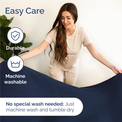 King Size 4 Piece Sheet Set - Comfy Breathable & Cooling Sheets - Hotel Luxury Bed Sheets for Women & Men - Deep Pockets, Easy-Fit, Extra Soft & Wrinkle Free Sheets - Navy Blue Oeko-Tex Bed Sheet Set 🍁 All In One Marketplace Canada