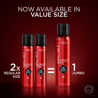 L’Oréal Paris Infallible 3-Second Makeup Setting Spray Jumbo Size, Microfine Mist for up to 36H Wear, Lightweight, Transfer Proof, Waterproof, Dries in 3 seconds, 150ml 🍁 All In One Marketplace Canada