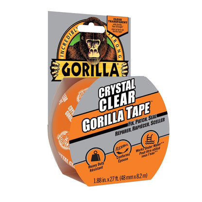 Gorilla Crystal Clear Tape, Duct, Utility, Non-Yellowing, Heavy Duty, Extra Thick Adhesive, Flexible, UV Temperature Resistant, 1.88 in x 27 ft, (Pack of 1), 6127002 🍁 All In One Marketplace Canada