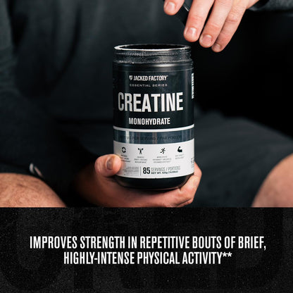 Jacked Factory Creatine Monohydrate Powder - Canadian-Owned Informed Choice Certified Supplement for Increased Muscle Mass*, Improved Strength, Power, & Performance** - 85 Servings, Arctic White 🍁 All In One Marketplace Canada