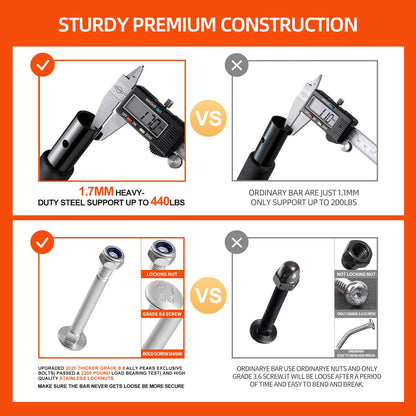 ALLY PEAKS Pull Up Bar Thickened Steel Pipe Super Heavy Duty Steel Frame Upper Workout Bar| Multi-Grip Strength for Doorway | Indoor Chin-Up Bar Fitness Trainer for Home Gym Max Limit 440 lbs 🍁 All In One Marketplace Canada