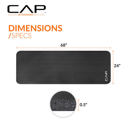 CAP Barbell Yoga Mat 1/2" Thick with Carrying Strap - High Density Exercise Mat for Yoga, Pilates, Stretching, Floor & Fitness Workouts - 68''x24''x1/2" | Black 🍁 All In One Marketplace Canada