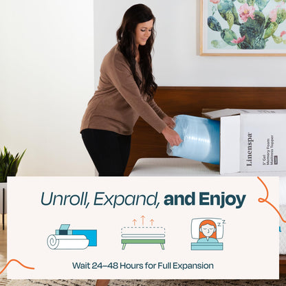 Linenspa 3 Inch Memory Foam Mattress Topper, Gel Infused Full Mattress Topper, CertiPUR-US Certified 🍁 All In One Marketplace Canada