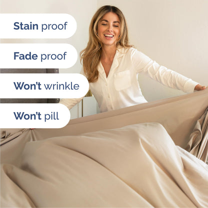 Queen Size 4 Piece Sheet Set - Comfy Breathable & Cooling Sheets - Hotel Luxury Bed Sheets for Women & Men - Deep Pockets, Easy-Fit, Extra Soft & Wrinkle Free Sheets - Cream Oeko-Tex Bed Sheet Set 🍁 All In One Marketplace Canada