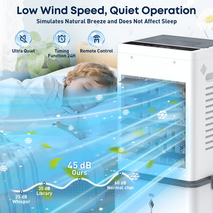 Portable Air Conditioner 8000 BTU, Windowless Air Conditioner with 6 Speeds 2 Modes, 12L Large Water Tank, 24H Timer & Remote Control, Energy Efficient Cooling Fan for Bedroom Home Office (Grey) 🍁 All In One Marketplace Canada