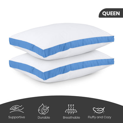 Utopia Bedding Bed Pillows for Sleeping Queen Size (Blue), Set of 2, Soft & Fluffy Pillow with Down Alternative Filling, Cooling, Hotel Quality, Gusseted Pillow for Back, Stomach or Side Sleepers 🍁 All In One Marketplace Canada
