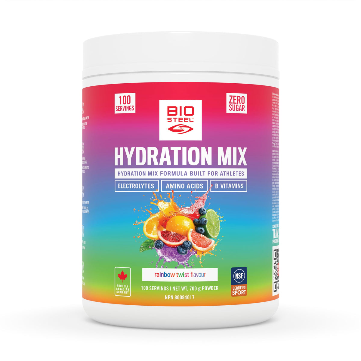 BioSteel Hydration Mix, Great Tasting Hydration with Zero Sugar, and No Artificial Flavours or Preservatives, Rainbow Twist Flavour, 100 Servings per Tub 🍁 All In One Marketplace Canada