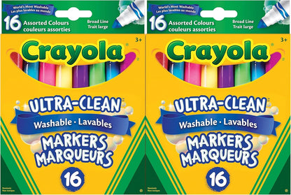 Crayola Ultra-Clean Washable Broad Line Markers (2 Boxes), Bulk Classroom Markers for Kids, 16 Colours, Teacher Must Haves Wishlist, Bulk School Supplies 🍁 All In One Marketplace Canada