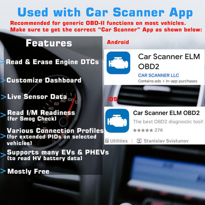 VEEPEAK OBDCheck BLE Bluetooth OBD2 Scanner Car OBD II Diagnostic Scan Tool Check Engine Code Reader for iOS and Android 🍁 All In One Marketplace Canada