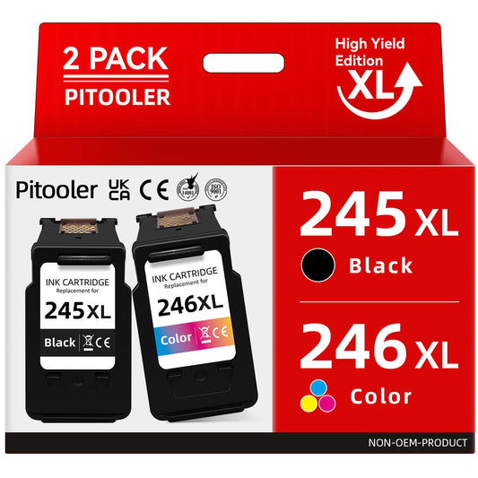 Pitooler for Canon Ink 245 246, Printer Ink for Canon PG-245XL 246XL Black Color, for Canon TS3420 Ink Cartridges, Fit for Pixma TS3400 MX492 TR4520 TS3120 TR4500 MG2920 MG2520 MG2525 Printer 🍁 All In One Marketplace Canada