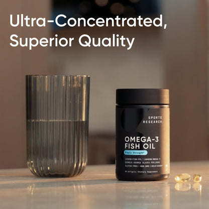 Sports Research® Triple Strength Omega 3 Fish Oil - Burpless Supplement w/EPA & DHA Fatty Acids from Wild Alaskan Pollock - Supports Cognitive Health & Brain Function for Men & Women - 1250mg, 180ct 🍁 All In One Marketplace Canada
