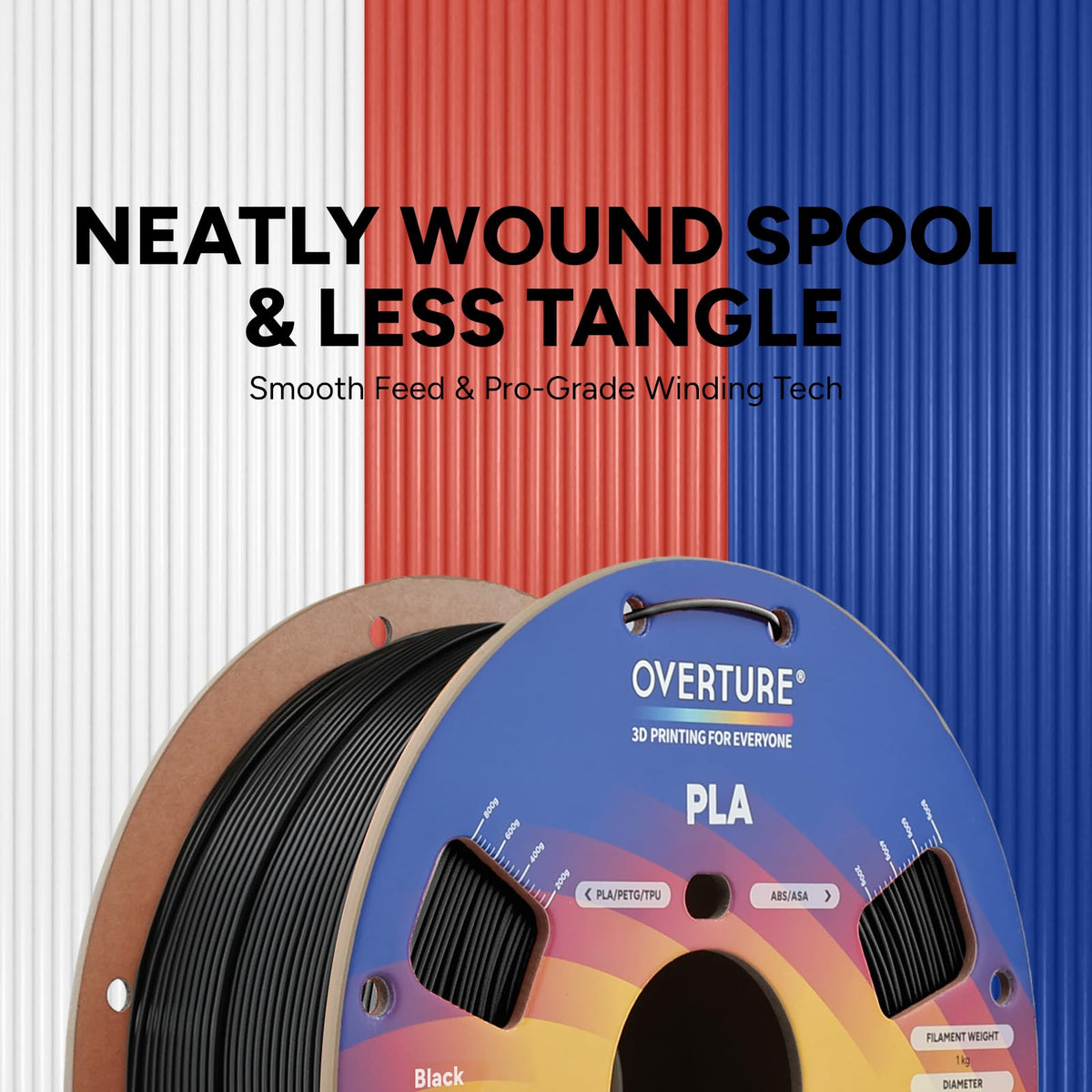 OVERTURE PLA Filament 1.75mm PLA 3D Printer Filament, 1kg Cardboard Spool (2.2lbs), Dimensional Accuracy +/- 0.02mm, Fit Most FDM Printer (Black 1-Pack) 🍁 All In One Marketplace Canada