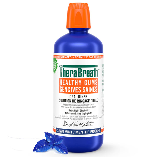 TheraBreath Healthy Gums Oral Rinse, Helps Fight Gingivitis. Alcohol-Free & Dye-Free Mouthwash, Certified Vegan, Halal, Kosher & Gluten-Free, Clean Mint, 1L (Pack of 1) 🍁 All In One Marketplace Canada