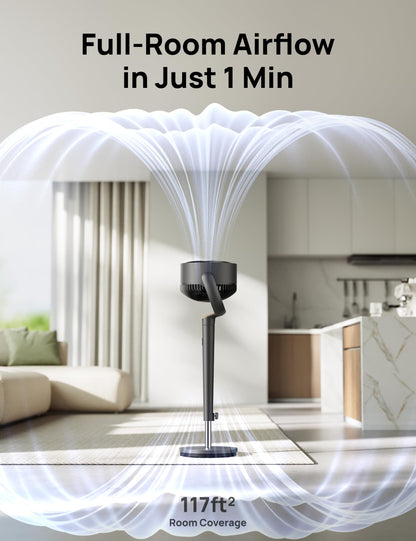 Dreo Fan for Bedroom, 120° Oscillating Standing Fans, Quiet Floor Fan with DC Motor, 100ft Pedestal Fans for Room, 9 Speeds, 4 modes, 20dB, 120° Manual Vertical, 37-42" Adjustable Height, 9H Timer 🍁 All In One Marketplace Canada