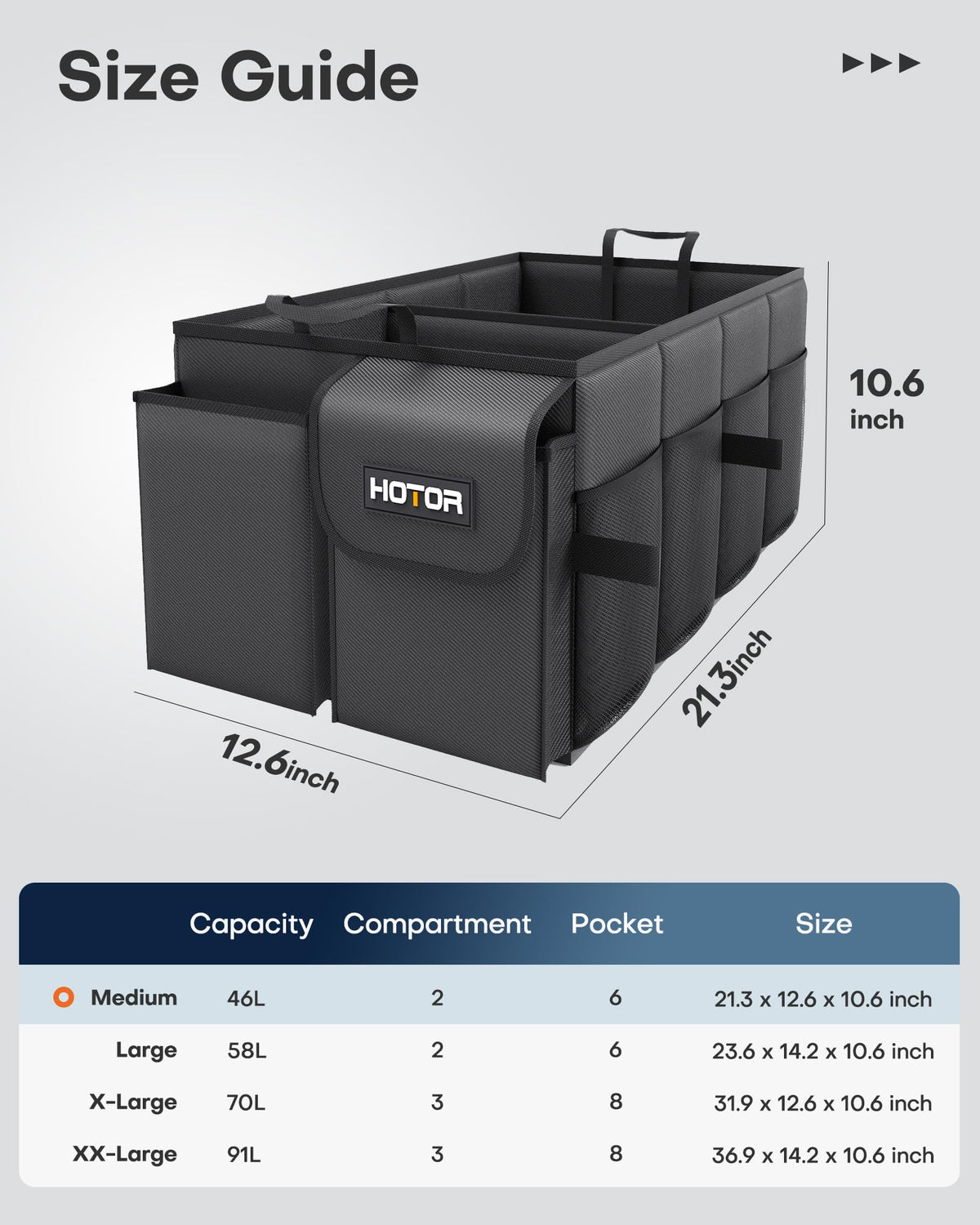 HOTOR Trunk Organizer - Car Organizer, Foldable Trunk organizer for SUVs & Sedans, Car Accessories, Tools, Sundries, 2 Compartments, Black 🍁 All In One Marketplace Canada