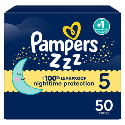 Pampers ZZZ Overnight Diapers, Size 5 (12+ kg), Nighttime Protection Disposable Baby Diaper, 50 Count 🍁 All In One Marketplace Canada