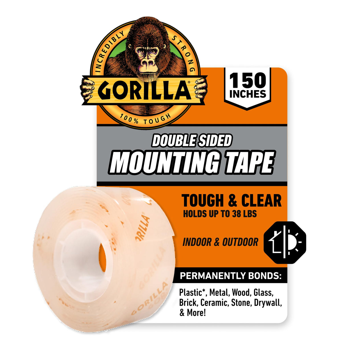 Gorilla Tough & Clear Double Sided XL Mounting Tape, Incredibly Strong Adhesive, Instant Hold, Weatherproof, 1 in x 150 in, (Pack of 1) 🍁 All In One Marketplace Canada