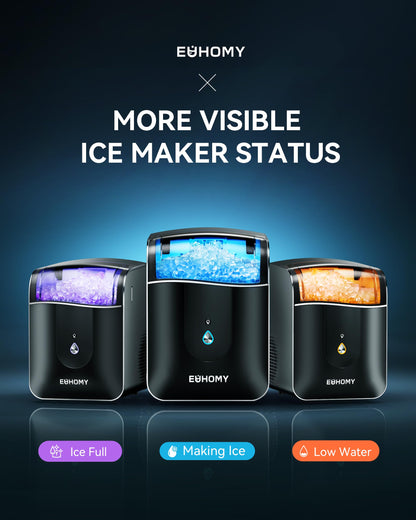 EUHOMY Smart Nugget Ice Maker Countertop, 40lbs/24H Sonic Ice Machine with APP Control, Ready in 8 Mins, Self-Cleaning Pebble Ice Machine for Home/Kitchen/Office