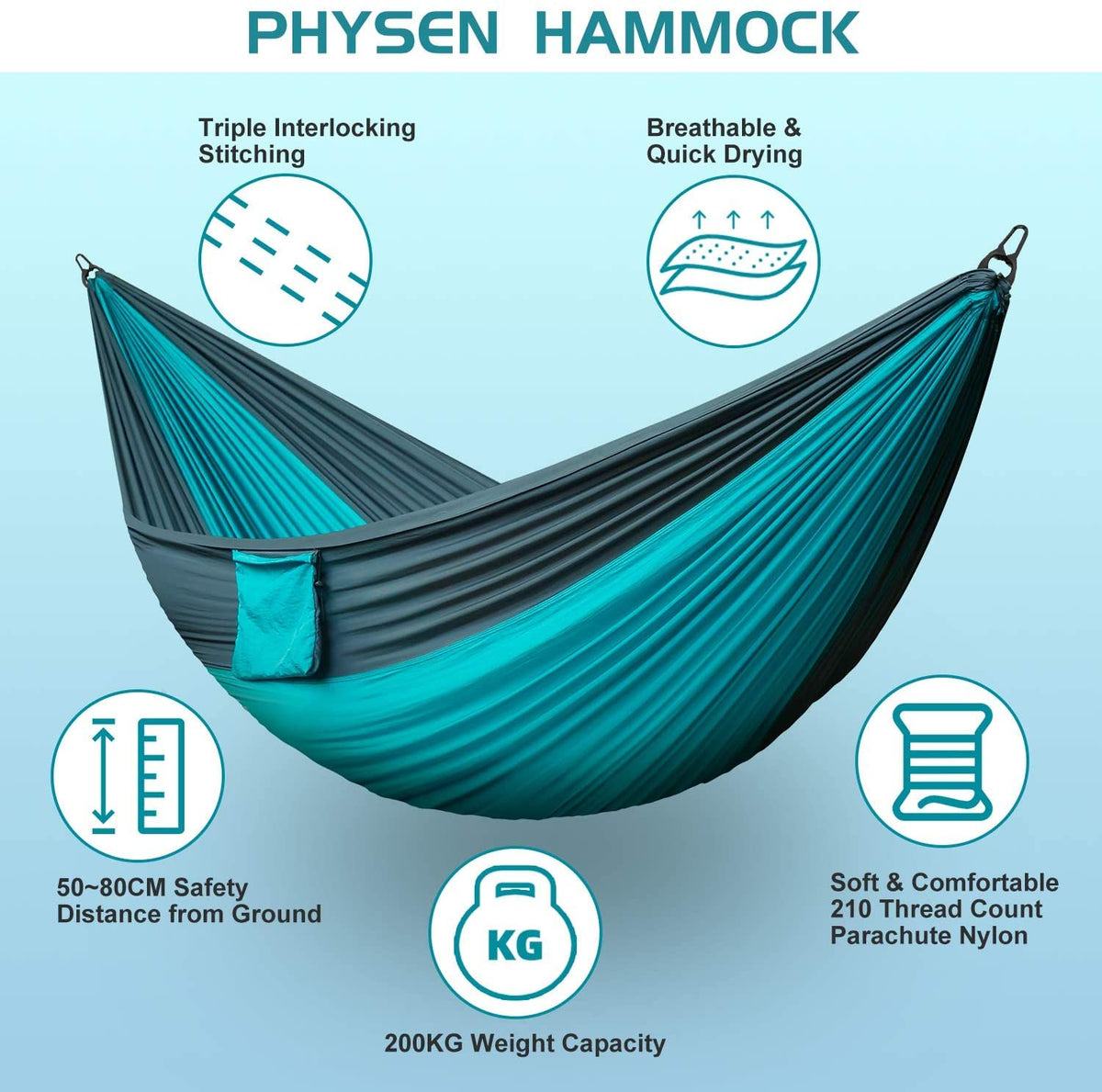 Camping Hammock Portable Nylon Hammocks with Tree Straps Single Lightweigtht Hammock Swing for Outdoors, Backpacking, Camping, Travel, Beach, Garden, Breathable & Quick Drying Parachute 🍁 All In One Marketplace Canada