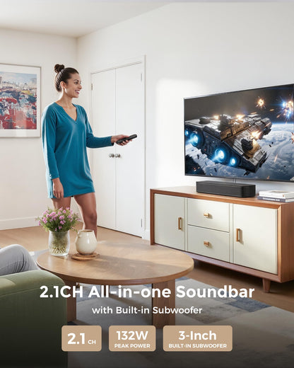 ULTIMEA 2.1ch Sound Bar for TV, Built-in Subwoofer, Peak Power 132W, App Control, 16 Inches Bluetooth 5.4 TV Speakers Soundbar, All-in-one PC Soundbar for Game, Opt/AUX/Wall Mount, Poseidon M20 Pro 🍁 All In One Marketplace Canada