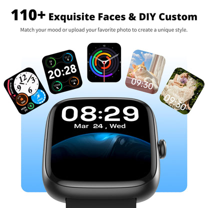 Fixwink Smart Watch for Men Women (Answer/Make Call), 1.83" HD Fitness Tracker with Heart Rate/SpO2/Sleep Monitor, Pedometer, 120+ Sport Modes, IP67 Waterproof, 7-Day Battery, for iOS Android, Black 🍁 All In One Marketplace Canada