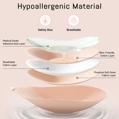 GKHWON Adhesive Bra Strapless Backless Invisible Push Up Sticky Bra with Silicone Nipple Covers Reusable Beige A 🍁 All In One Marketplace Canada