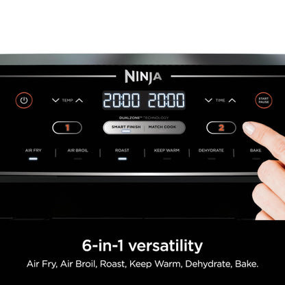 Ninja Foodi 10-qt. 6-in-1 DualZone XL Air Fryer, 2 Independent Baskets, Match Cook & Smart Finish to Air Fry, Air Broil, Roast, Bake, Dehydrate, & Keep Warm, Black, DZ302C (Canadian Version) 🍁 All In One Marketplace Canada