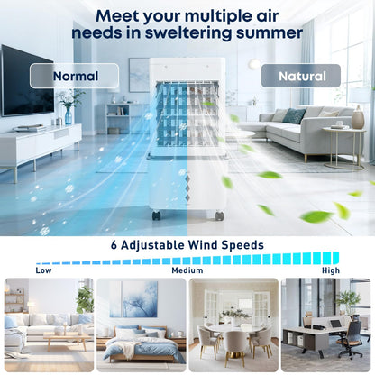 Portable Air Conditioner 8000 BTU, Windowless Air Conditioner with 6 Speeds 2 Modes, 12L Large Water Tank, 24H Timer & Remote Control, Energy Efficient Cooling Fan for Bedroom Home Office (Grey) 🍁 All In One Marketplace Canada