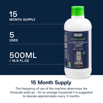 De'Longhi EcoDecalk Descaler, Eco-Friendly Universal Descaling Solution for Coffee & Espresso Machines, 16.90 oz (5 uses) 🍁 All In One Marketplace Canada